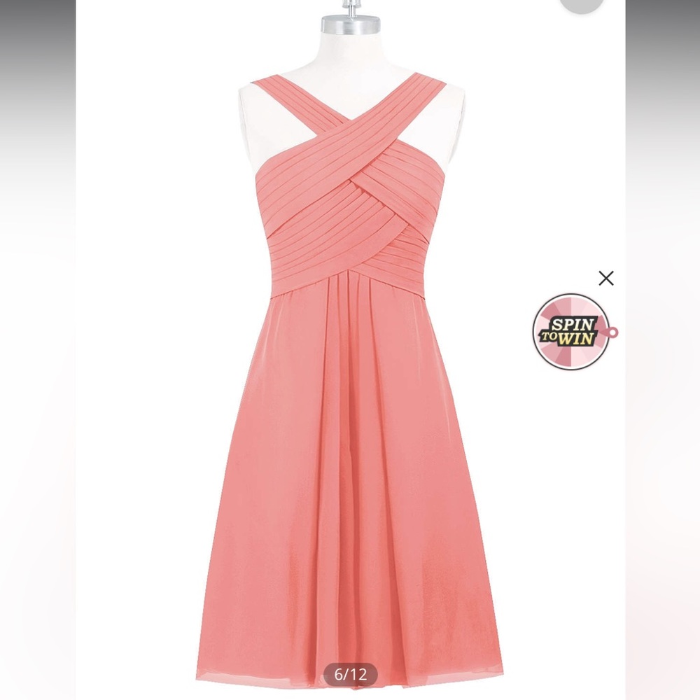 Azazie Amani Coral Chiffon Bridesmaid Dress size 8